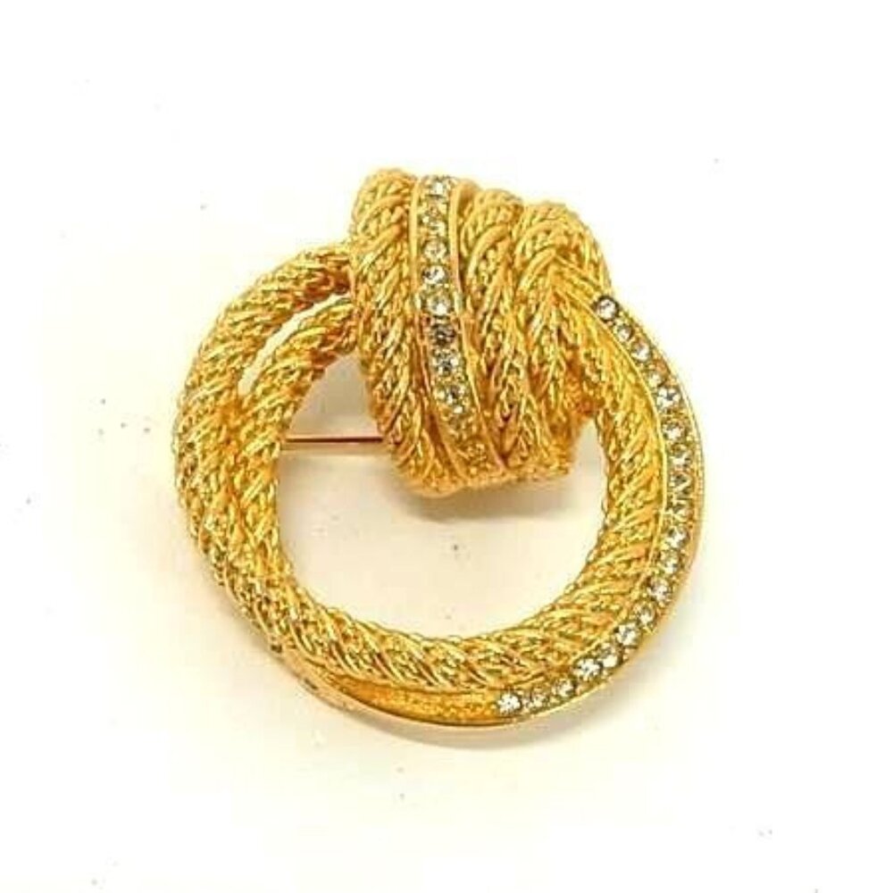 Christian Dior Brooch Gold Metal Rhinestone Super - Picture 1 of 4